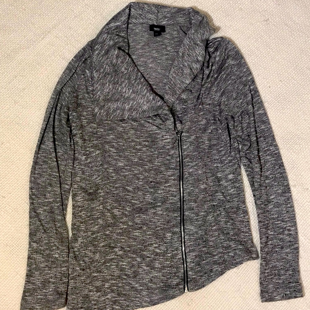 Asymmetrical Gray Zip Sweater